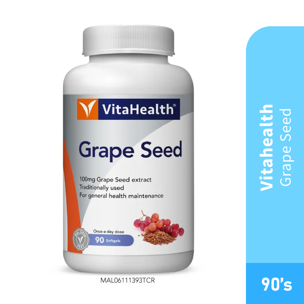 VITAHEALTH Grape Seed 90's for Antioxidant, Varicose Veins Supplement, Grape Seed Supplement