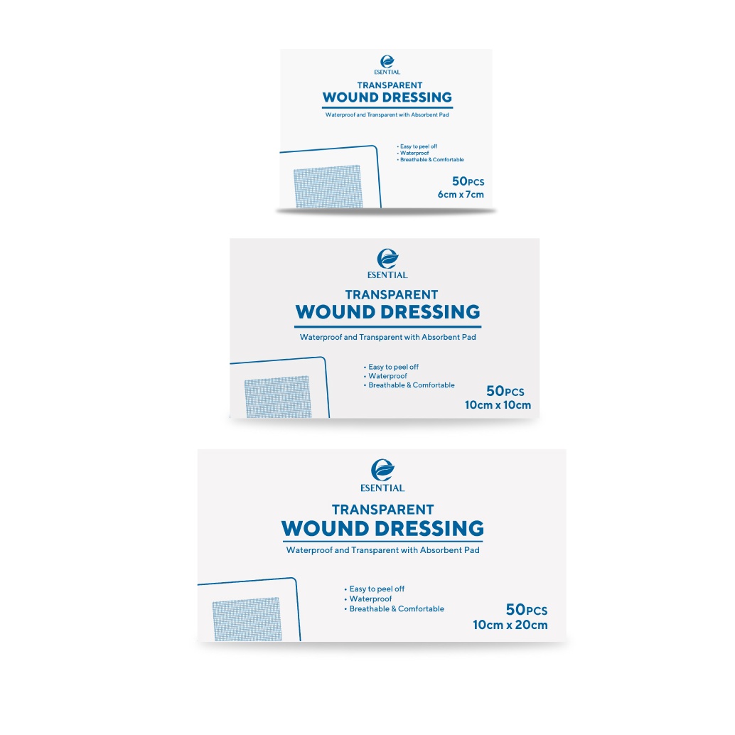 ESENTIAL Transparent Wound Dressing 50's for Wound Dressing Waterproof, Dressing Set