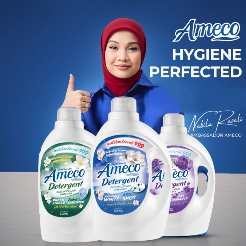AMECO Professional Liquid Detergent 3.2kg for Laundry Detergent, Sabun Basuh Baju, 洗涤剂