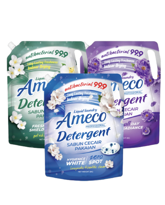 AMECO Professional Liquid Detergent 2kg for Laundry Detergent, Sabun Basuh Baju, 洗涤剂