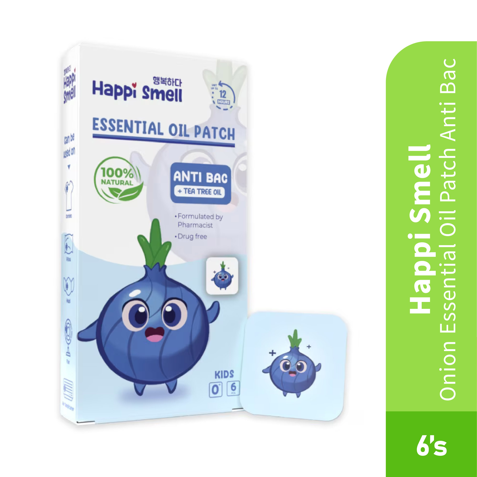 Happi Smell Onion Essential Oil Patch 6's Anti Bac for Sinus, Patch, Essential Oil