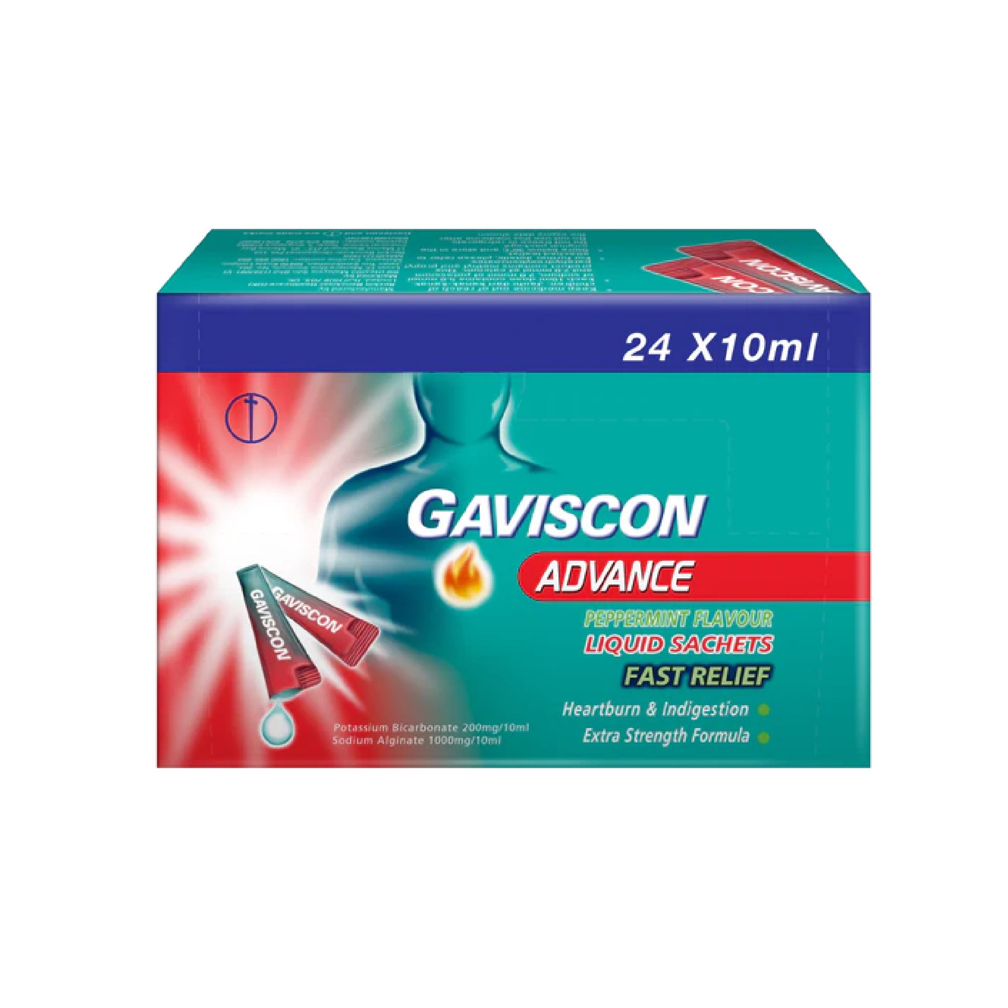Gaviscon Advance Liquid Sachet 24's for Heartburn, Indigestion
