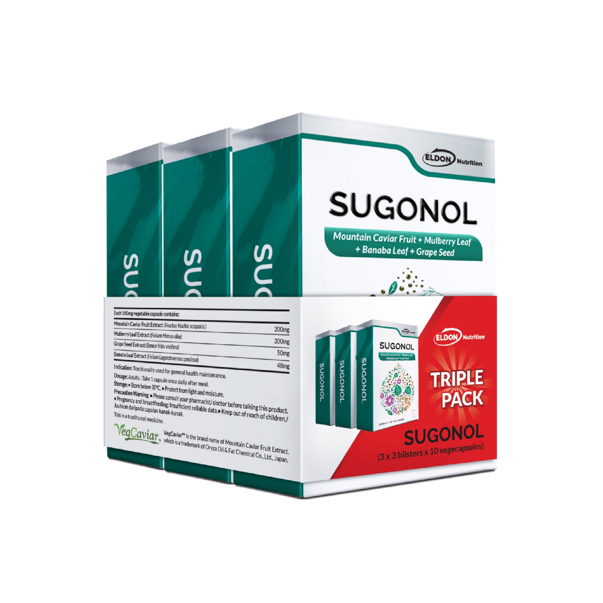 Eldon Nutrition Sugonol (30's x 3) for Diabetes Control, Reduce Blood Glucose