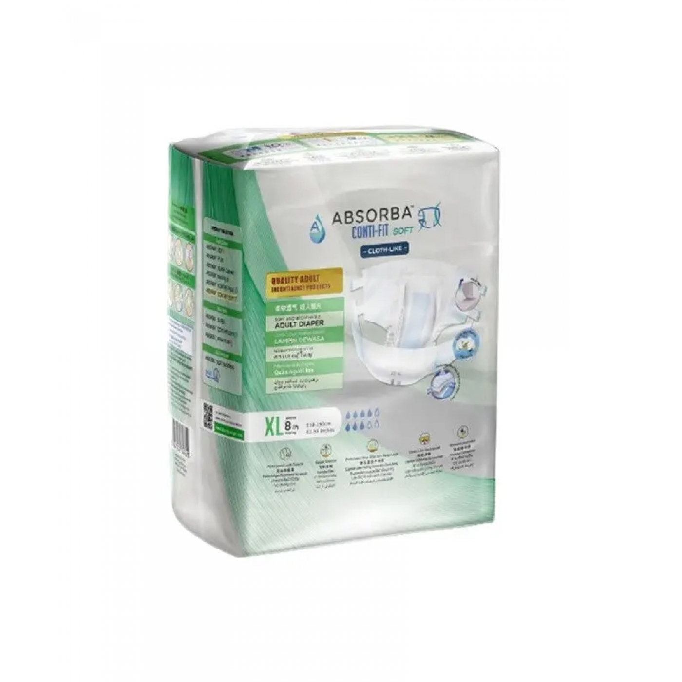 ABSORBA CONTI-FIT PLUS CLOTHLIKE DIAPERS 8'S - XL