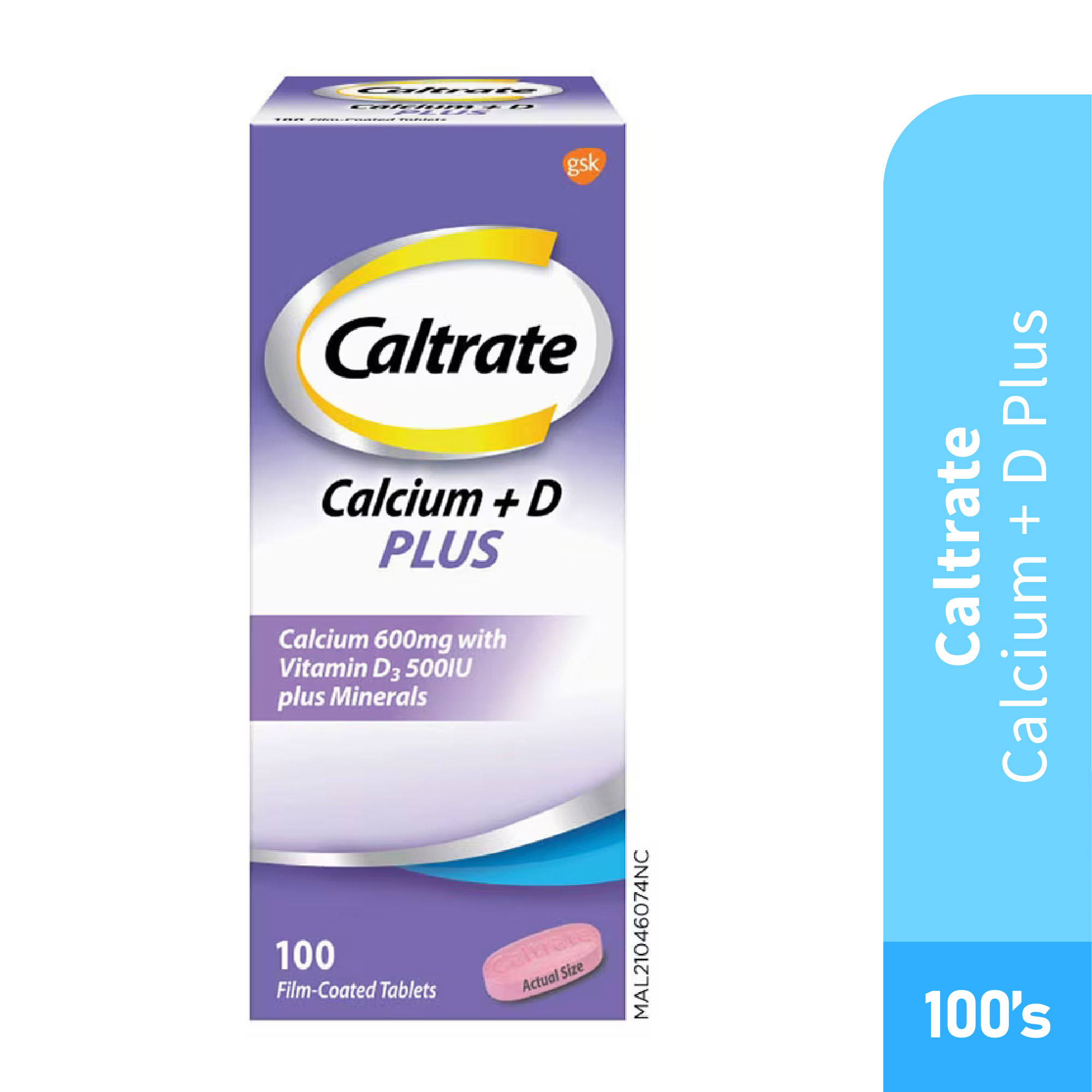 CALTRATE Calcium + D Plus (Purple) 100's for Bone, Muscle, Calcium, Vitamin D
