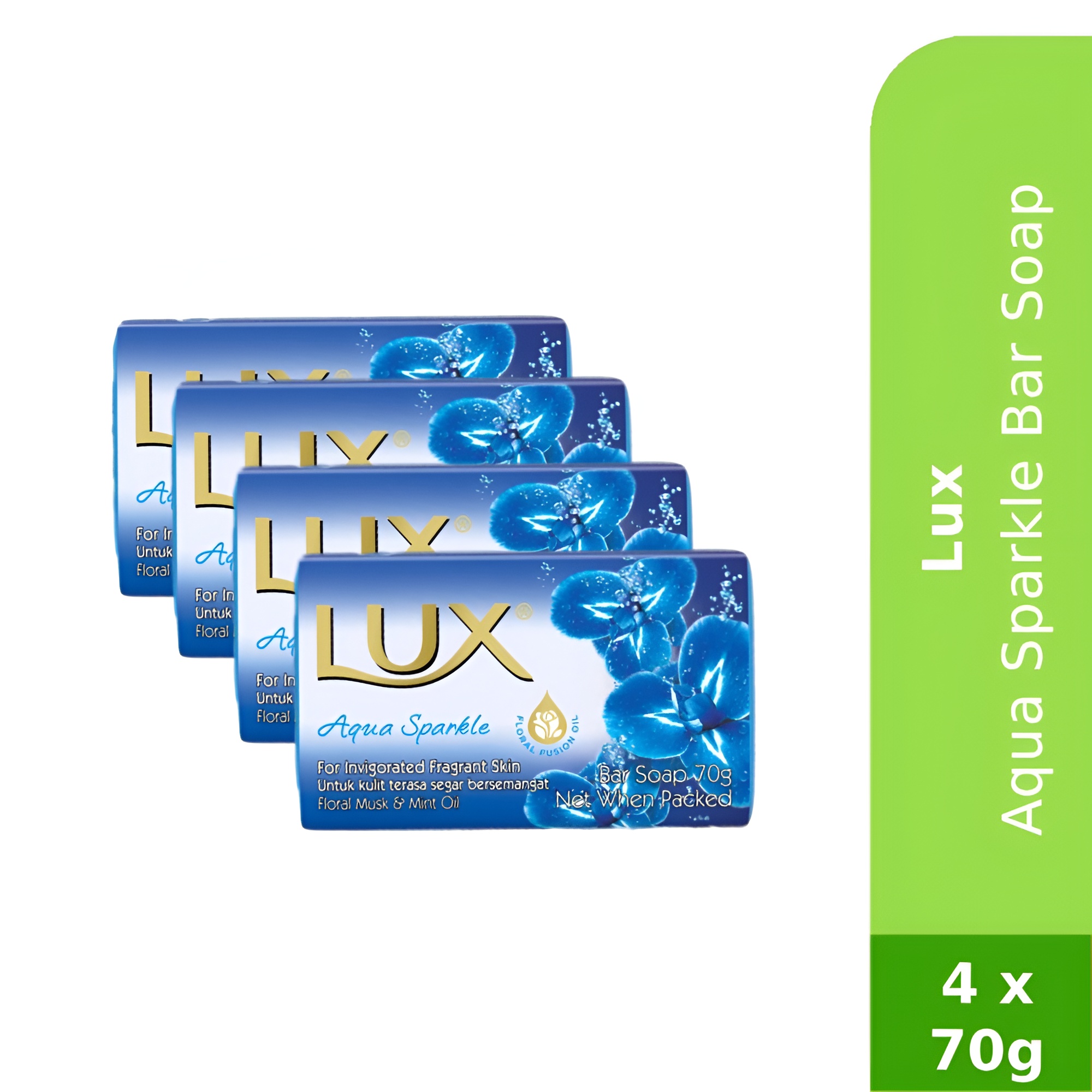 LUX Bar Soap 70g x 4 - Aqua Sparkle for Refreshing Soap, 清新香氛皂