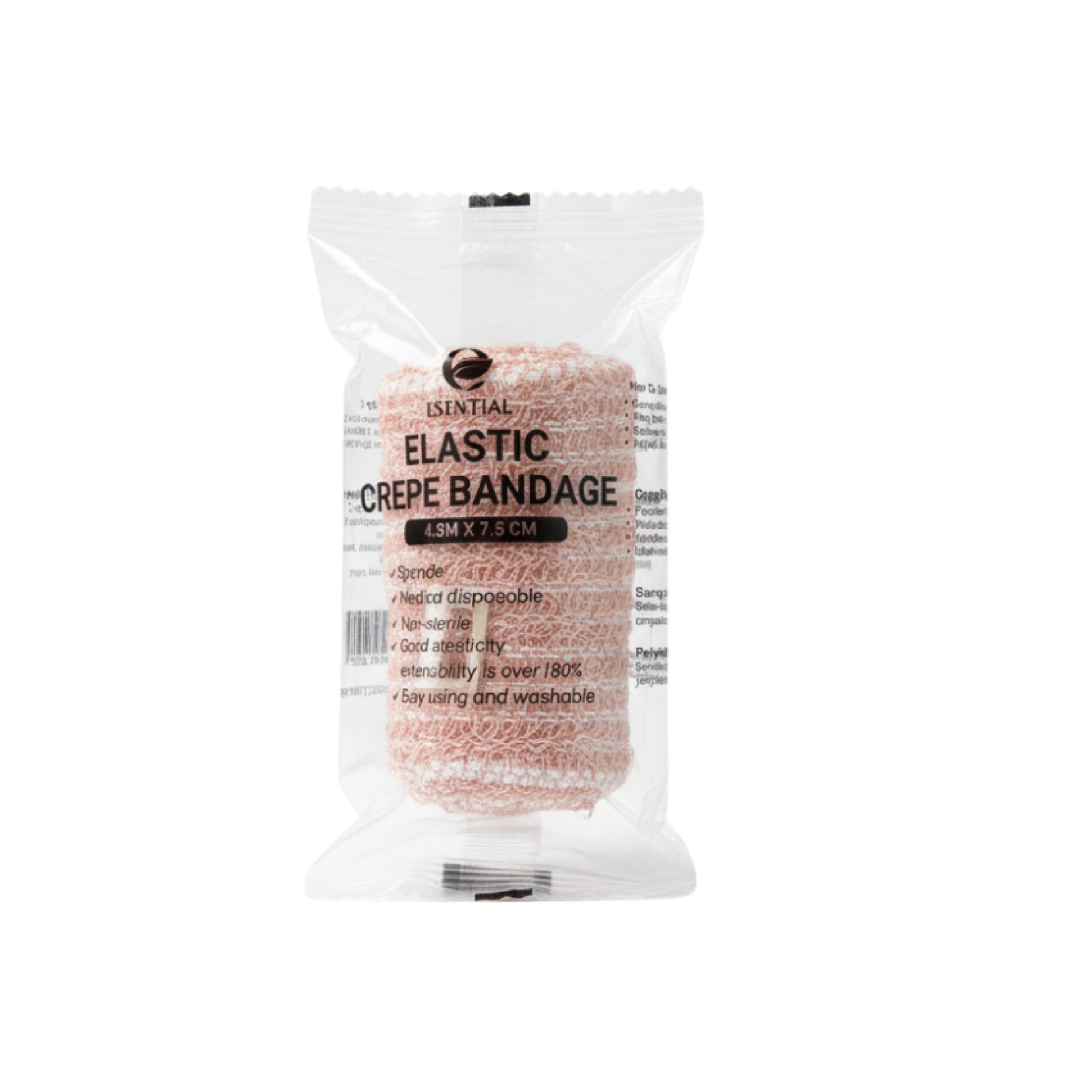 ESENTIAL Elastic Crepe Bandage (7.5cm x 4.5m) 1's for Bandage Wrap, Bandage Dressing, Bandage Tape