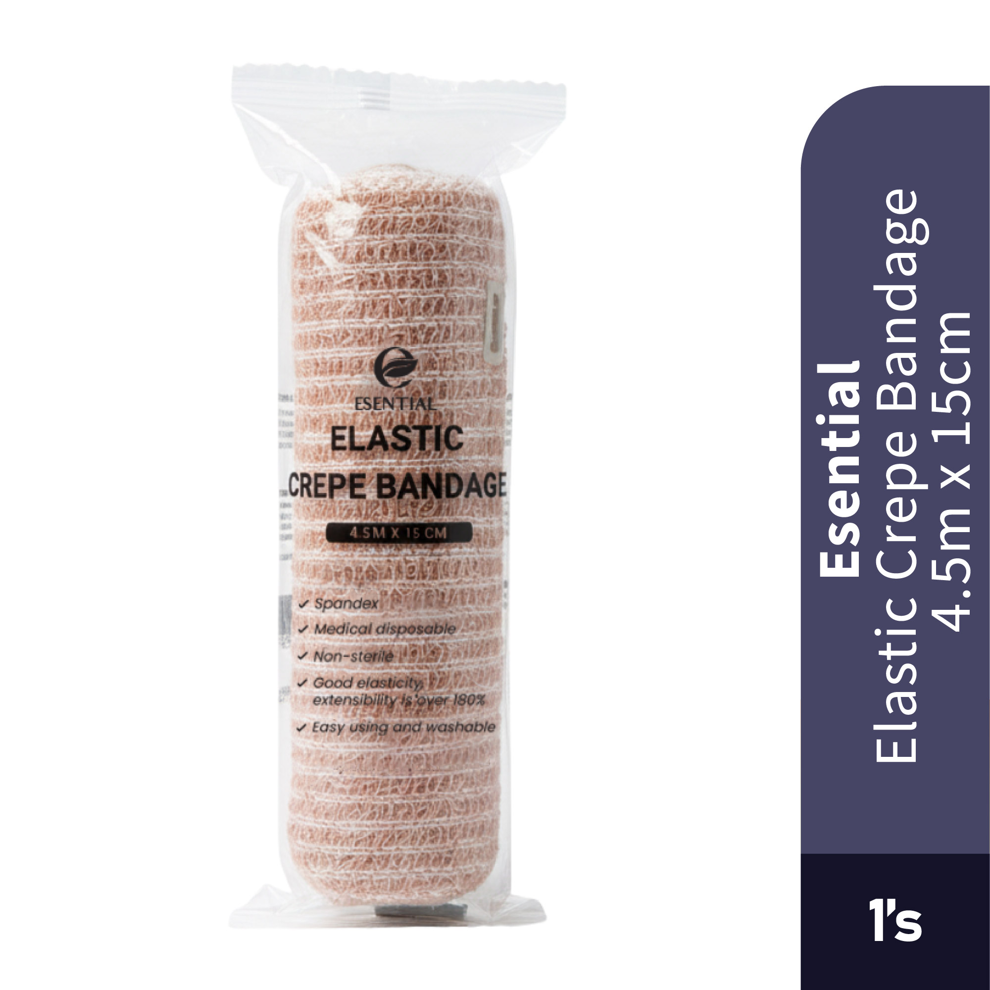 ESENTIAL Elastic Crepe Bandage (15cm x 4.5m) 1's for Bandage Wrap, Bandage Dressing, Bandage Tape