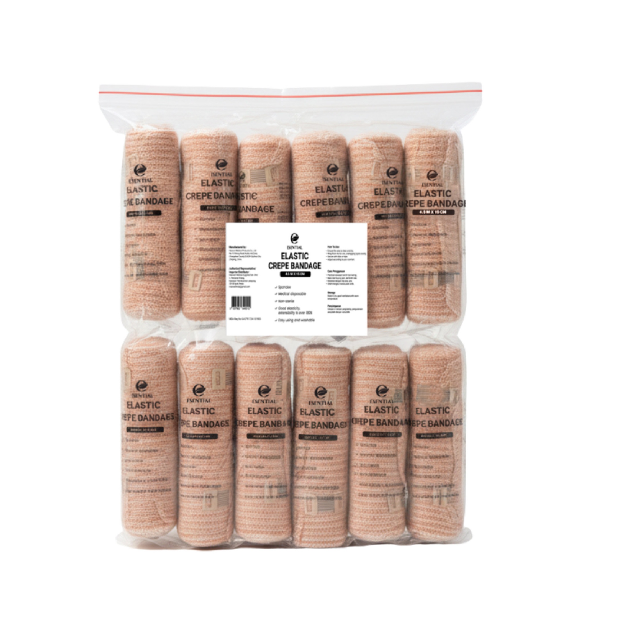 ESENTIAL Elastic Crepe Bandage (15cm x 4.5m) 12's for Bandage Wrap, Bandage Dressing, Bandage Tape