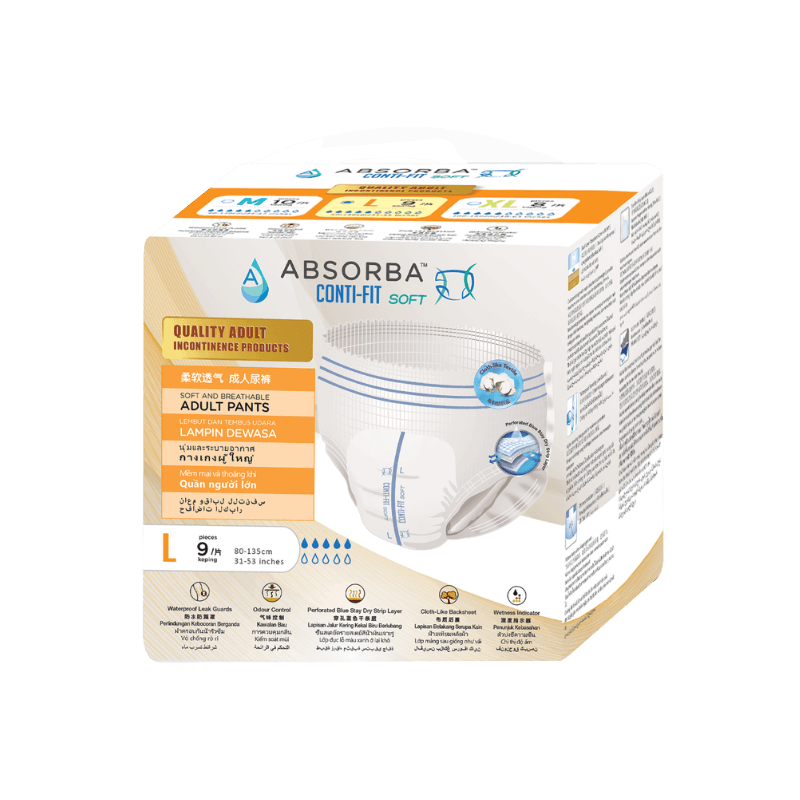 ABSORBA Conti-Fit Soft Pull Up Pants 9'S - L