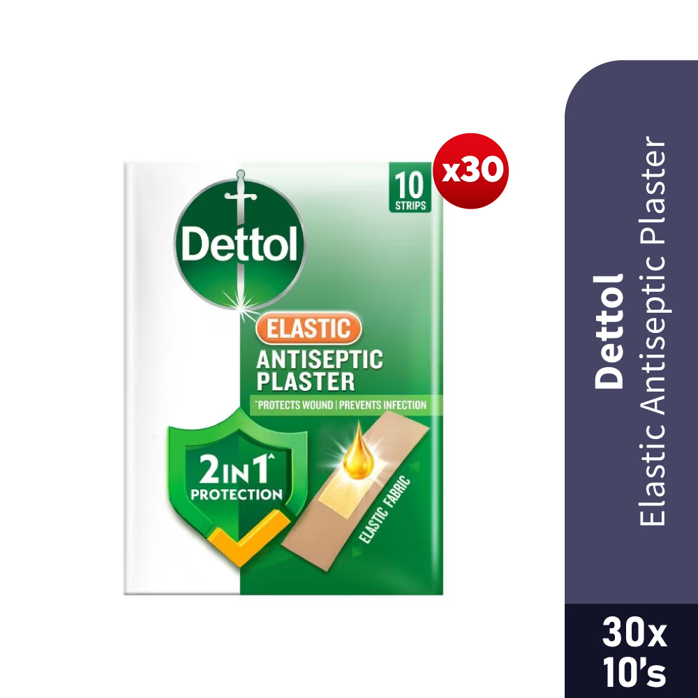 DETTOL Elastic Antiseptic Plaster 30 X 10's for Plaster Luka, Wound Plaster, Dettol Plaster