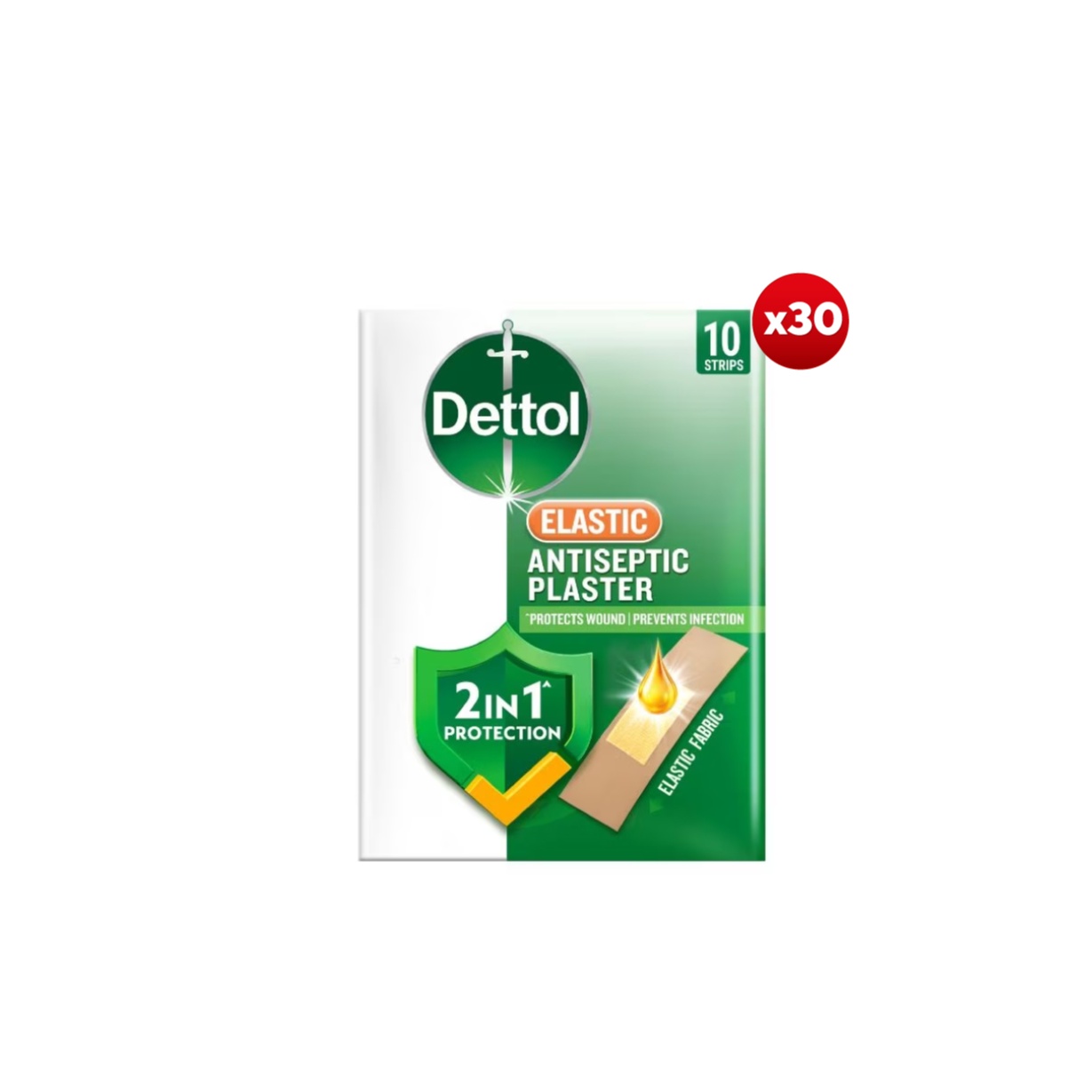 DETTOL Elastic Antiseptic Plaster 30 X 10's for Plaster Luka, Wound Plaster, Dettol Plaster