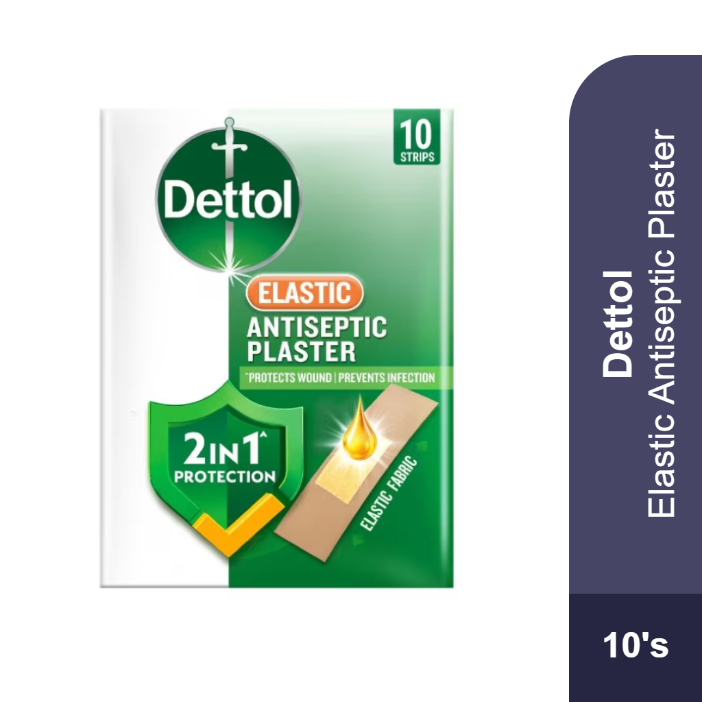 DETTOL Elastic Antiseptic Plaster 10's for Plaster Luka, Wound Plaster, Dettol Plaster