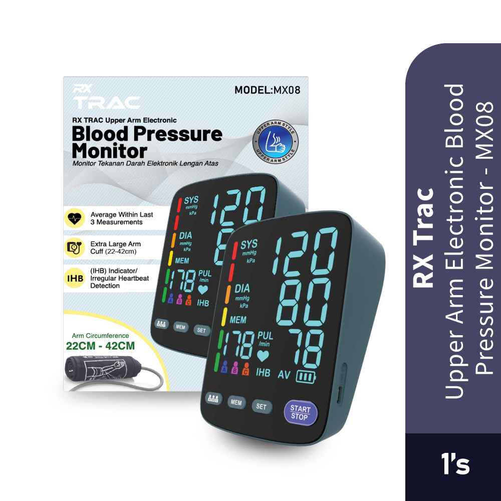 RX TRAC Upper Arm Electronic Blood Pressure Monitor (MX08) for Mesin Blood Pressure, Mesin Tekanan Darah