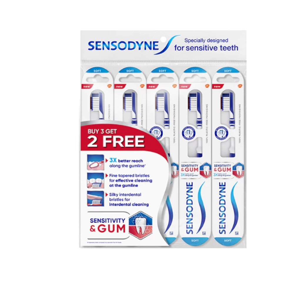 SENSODYNE Sensitivity & Gum Toothbrush Soft 5's for Berus Gigi Lembut, Soft Toothbrush, Sensodyne Toothbrush