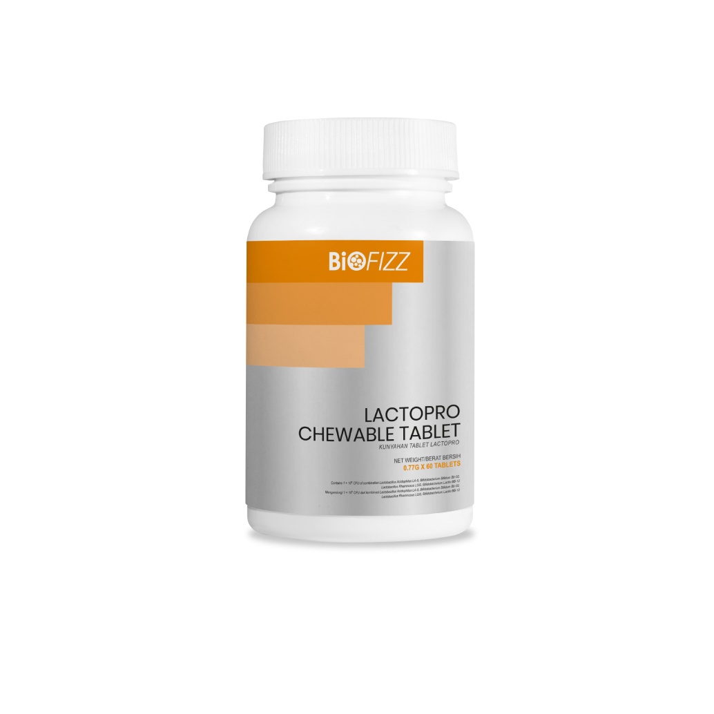 BIOFIZZ LactoPro Chewable Tablet 60's for Probiotic And Prebiotic Supplement, Probiotic Supplement