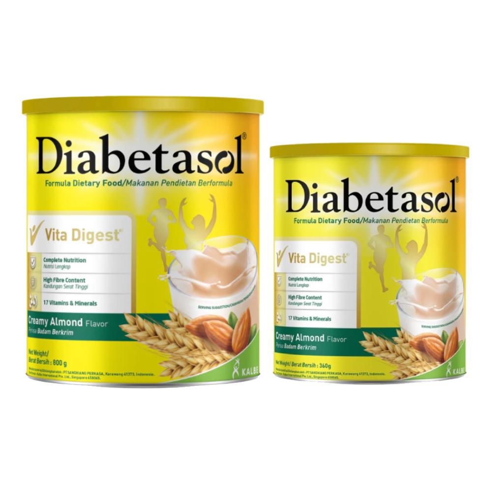 DIABETASOL Creamy Almond (360g/800g) for Diabetes Drink, Low GI Drink, Diabetic Supplement