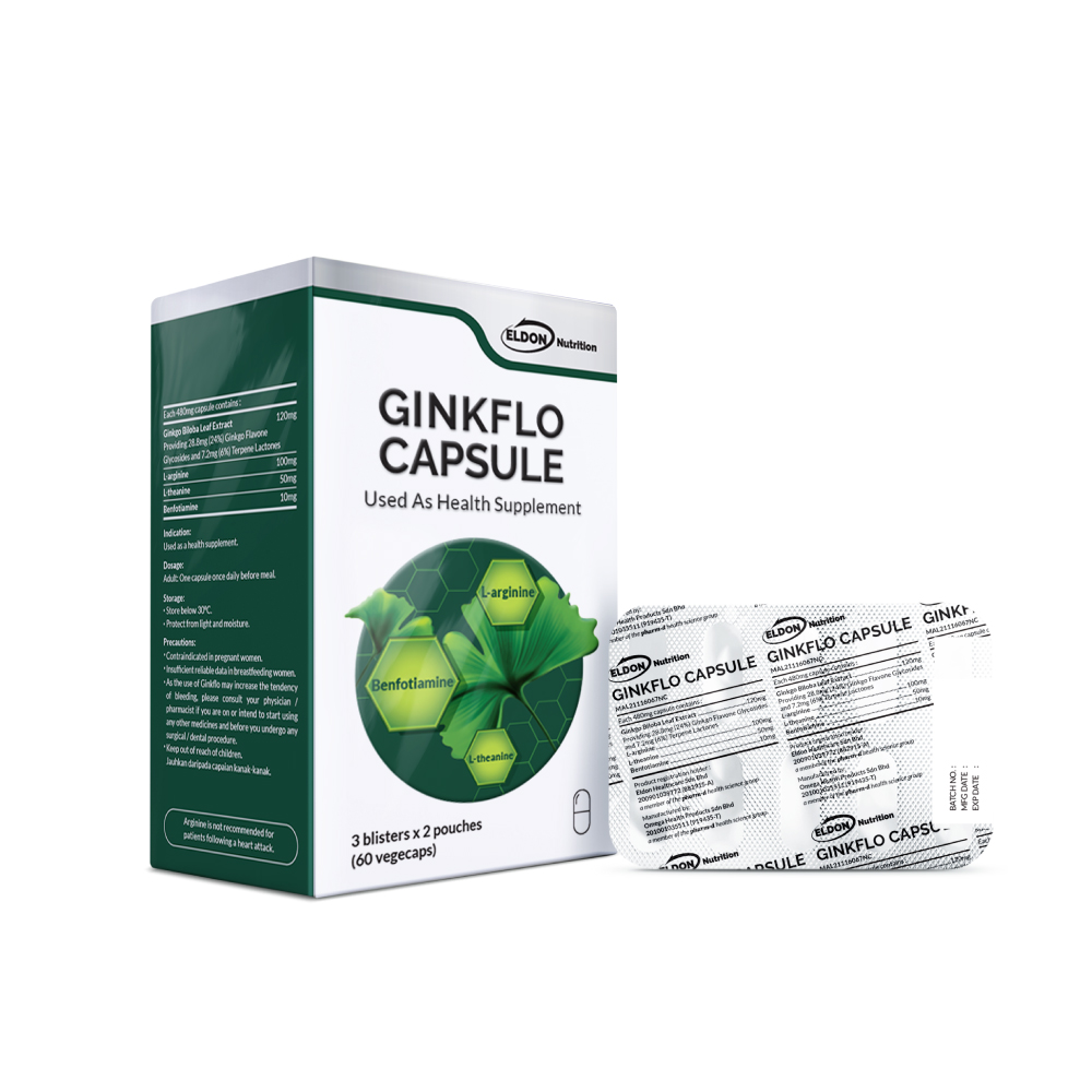 ELDON Nutrition Ginkflo 10's X 6 with Ginkgo Biloba