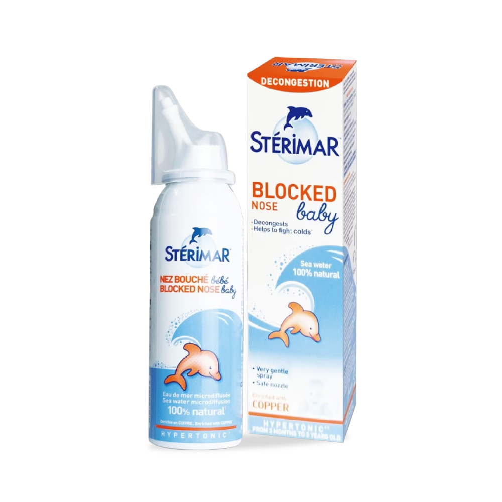 STERIMAR Blocked Nose Baby 50ml for Hypertonic Solution, Decongests, Baby Nasal Cleaner