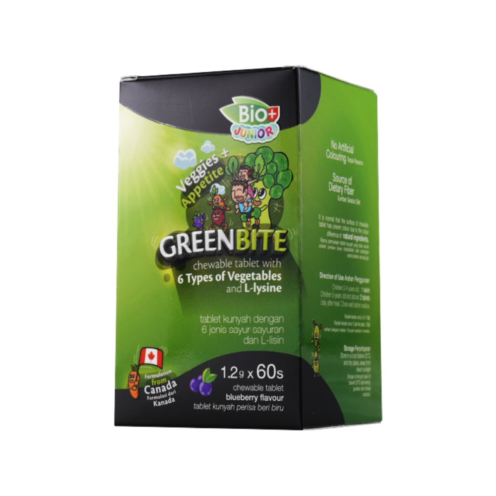 BIO+ Greenbite Chewable Tablet 60's for Lysine Supplement, Kids Appetite Supplement