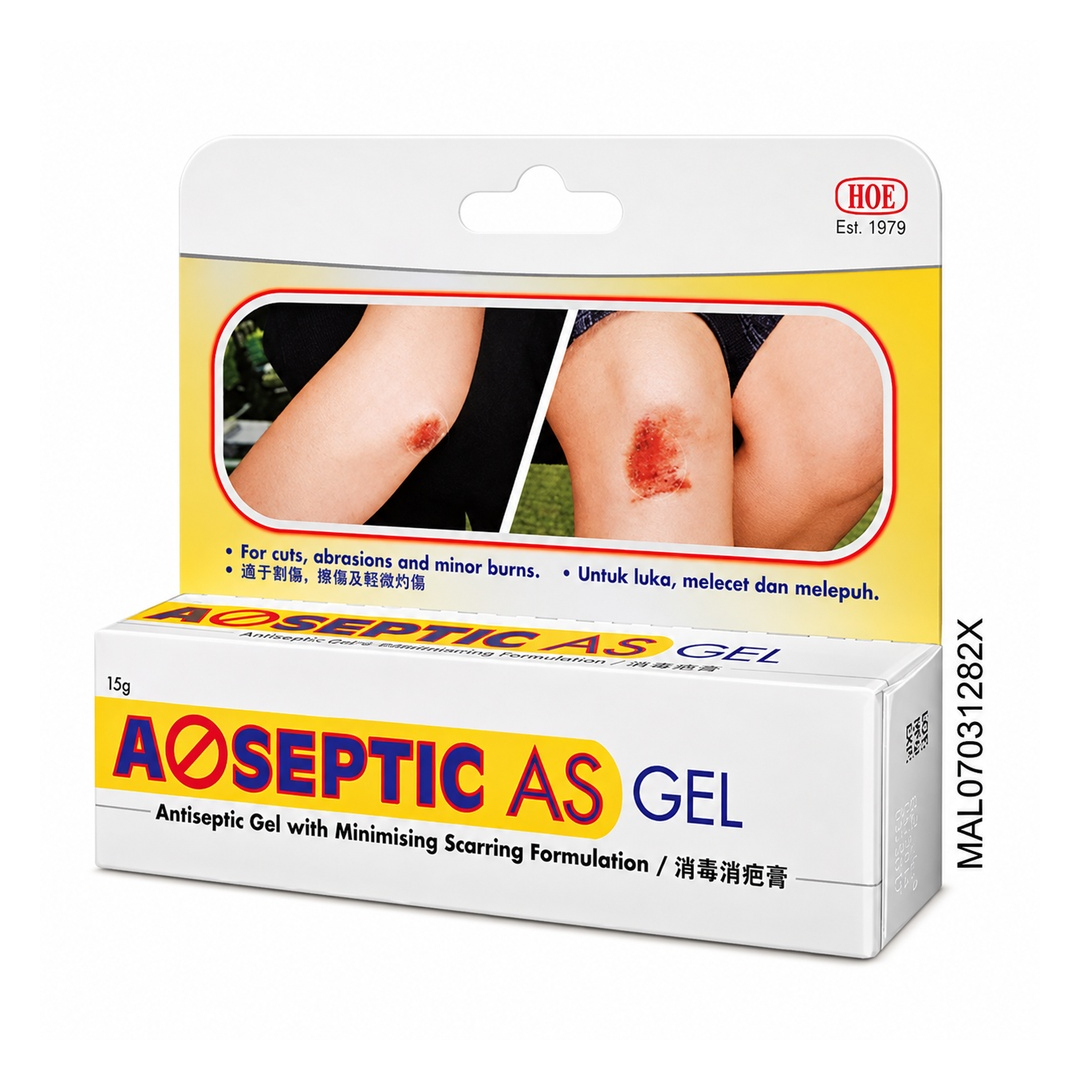 HOE A Septic AS Gel 15g for Antiseptic Gel, Wound Cream, Krim Luka, Ubat Sapu Luka