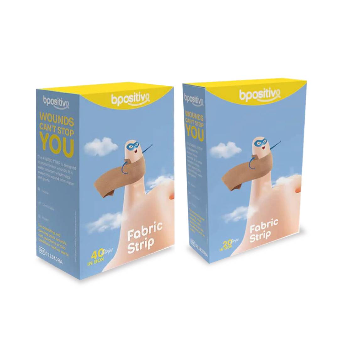BPOSITIVE Boo Boo Fabric Strip (20's / 40's) for Wound Plaster, Plaster Luka