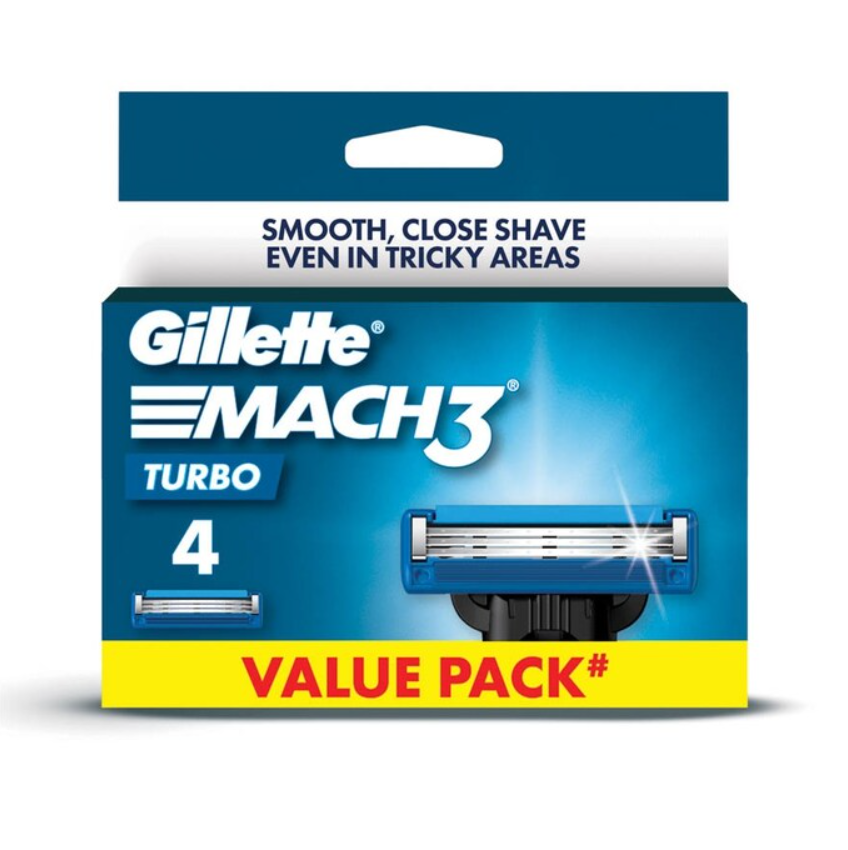 GILLETTE MACH3 TURBO 3D BLADE CART 4'S (REFILL)