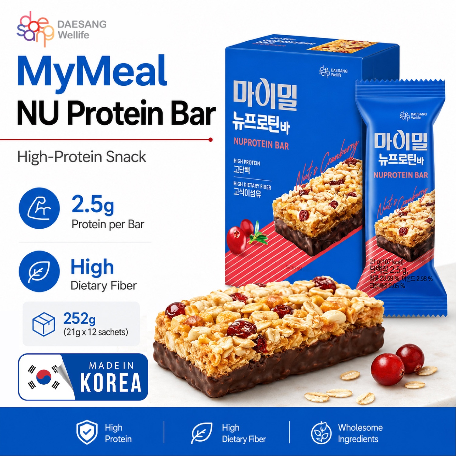 SPORTSIX Mymeal Nu Protein Bar 21g X 12's for Energy Bar, High Protein Bar, Bar Protein