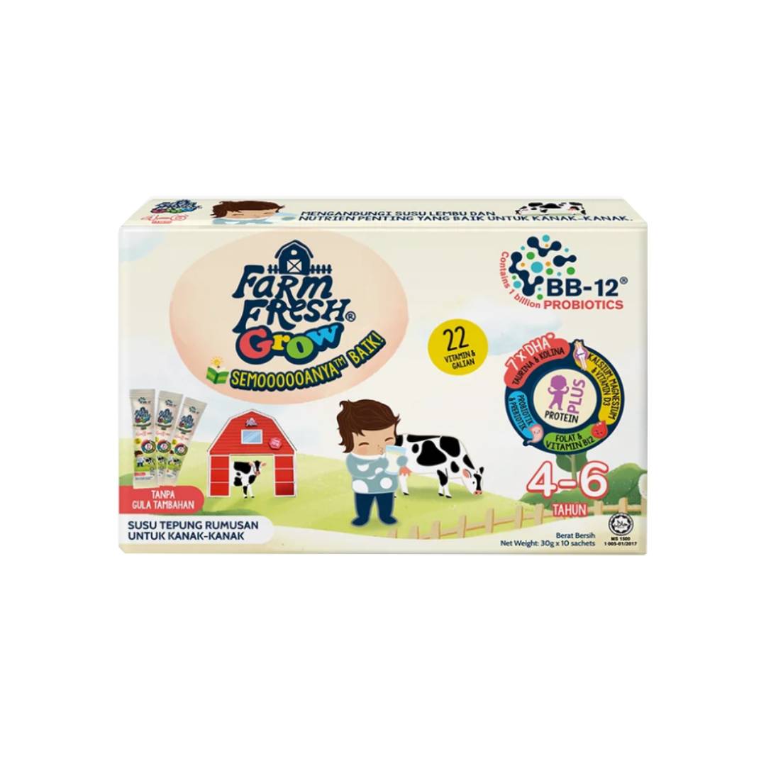 FARM FRESH GROW MILK POWDER 4-6 YEARS 30G X 10'S