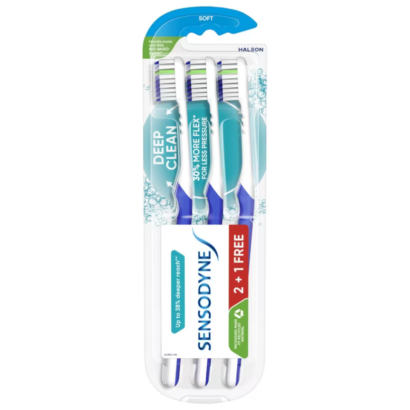 SENSODYNE DEEP CLEAN TOOTHBRUSH SOFT 3'S