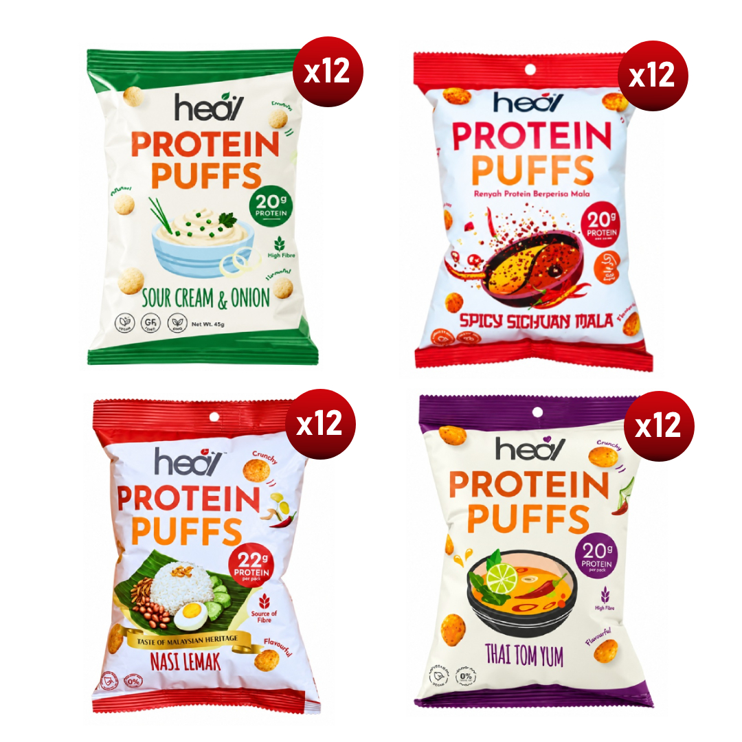HEAL Protein Puff 48g (Sour Cream, Tom Yum, Nasi Lemak, Sichuan) for Soy Protein Puffs