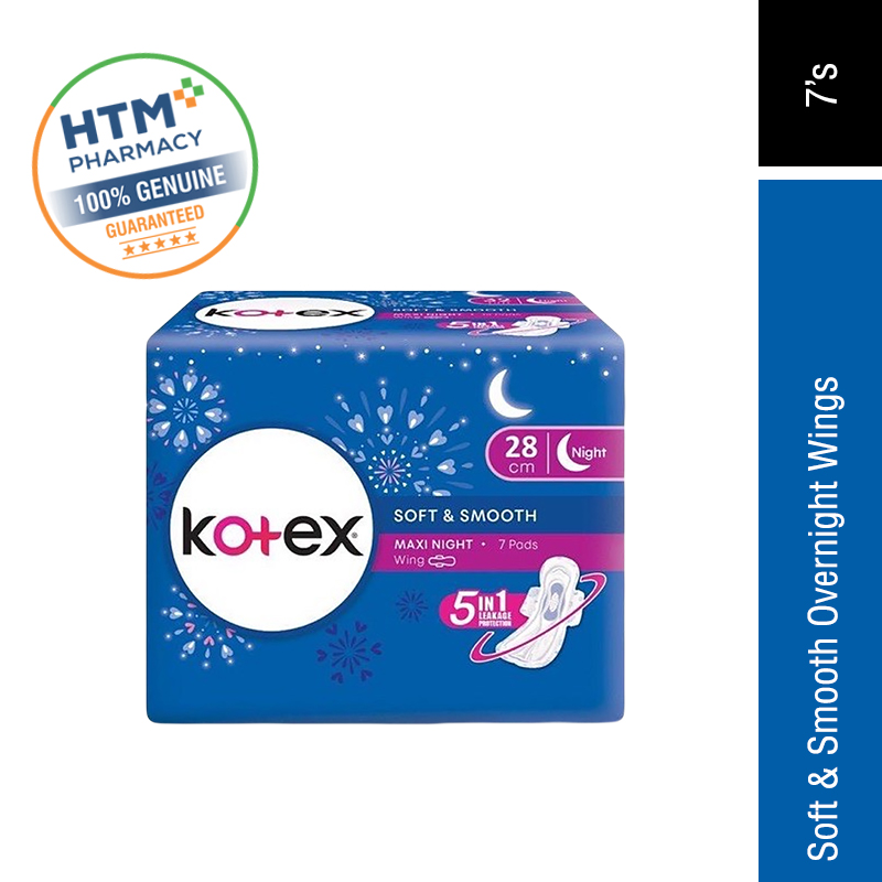 KOTEX SOFT & SMOOTH OVERNIGHT WINGS 7'S