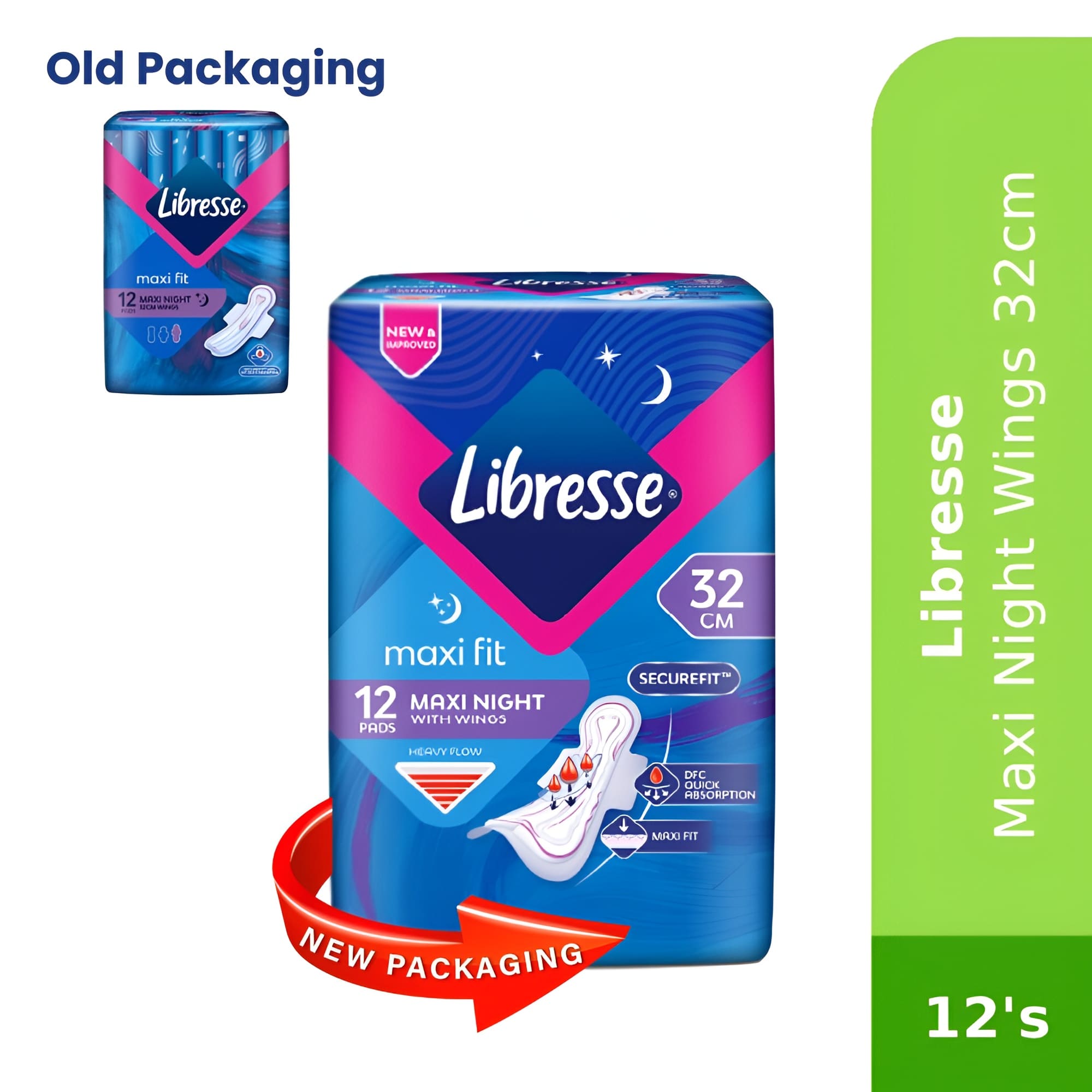 LIBRESSE Maxi Night Wings 12's 32cm, Sanitary Pad