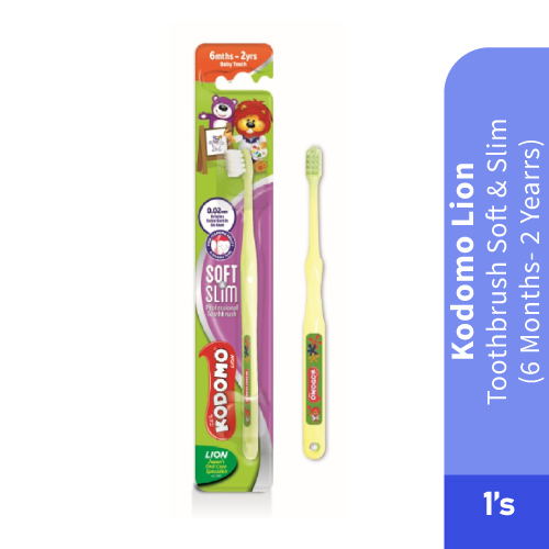 KODOMO LION Toothbrush - SOFT & SLIM (1s) (6MTHS - 2YRS)[Teeth Whitening Toothbrush Soft/ Berus Gigi Soft Pemutih Gigi]