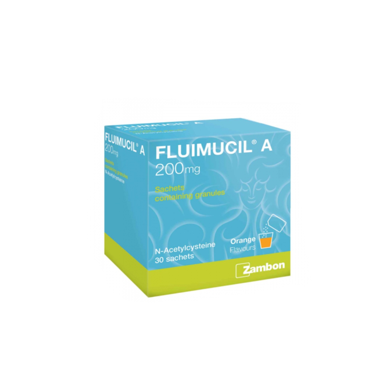FLUIMUCIL A 200mg 30's for Cough, Phlegm, Phlegm Medicine, Ubat Batuk, Ubat Kahak, 止咳药, in Sachet - Orange