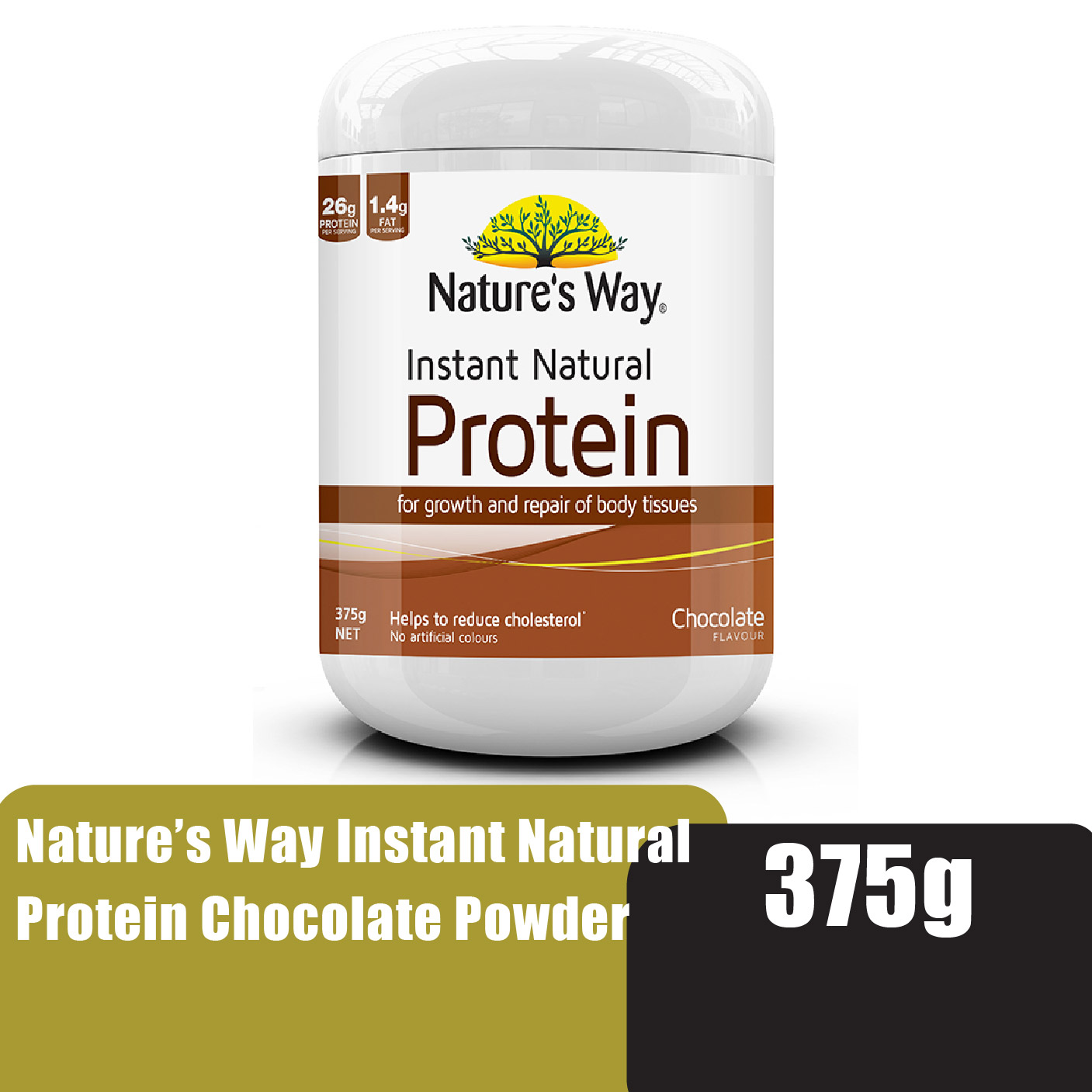 Nature's Way Daily Instant Protein Powder (Chocolate flavour)375g helps to reduce cholesterol -(Suitable for halal)