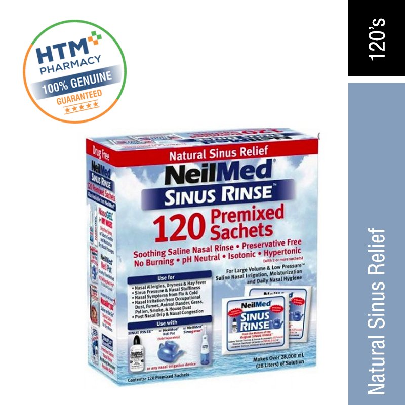 Neilmed Sinus Rinse 120 Premixed Sachets 120's All Natural Relief for Adult Sinus Rinse