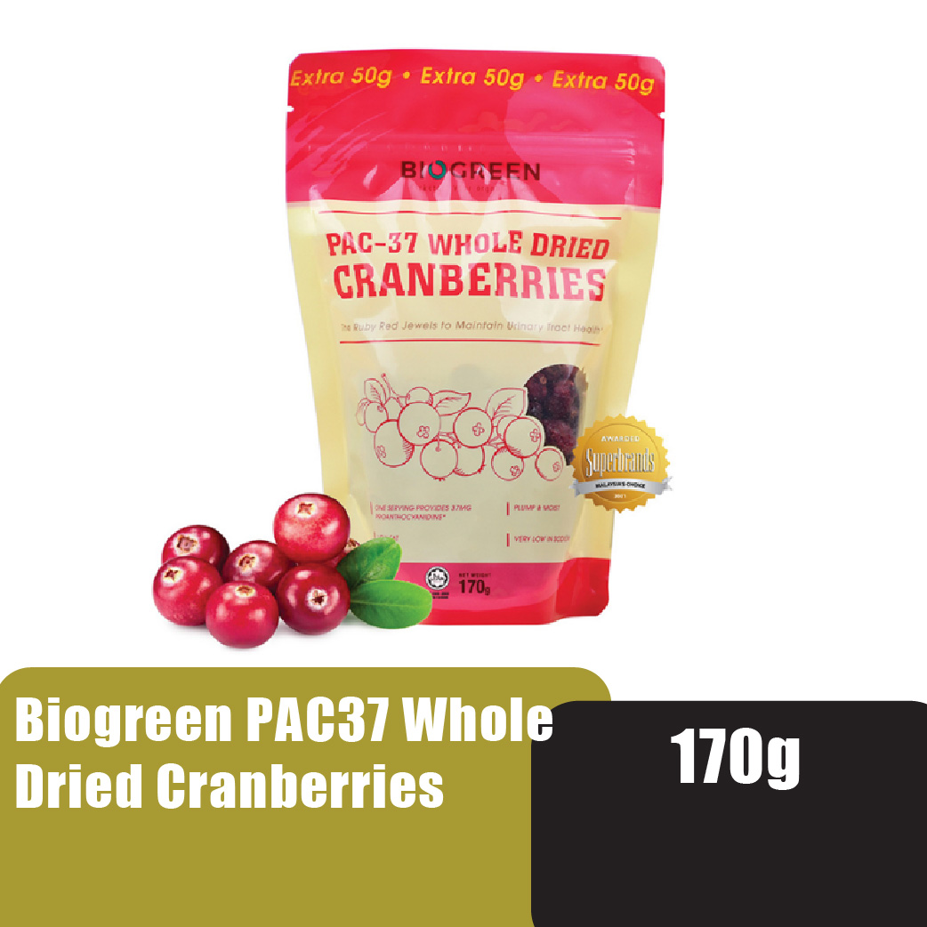 BIOGREEN PAC-37 Whole Dried Cranberries 170g