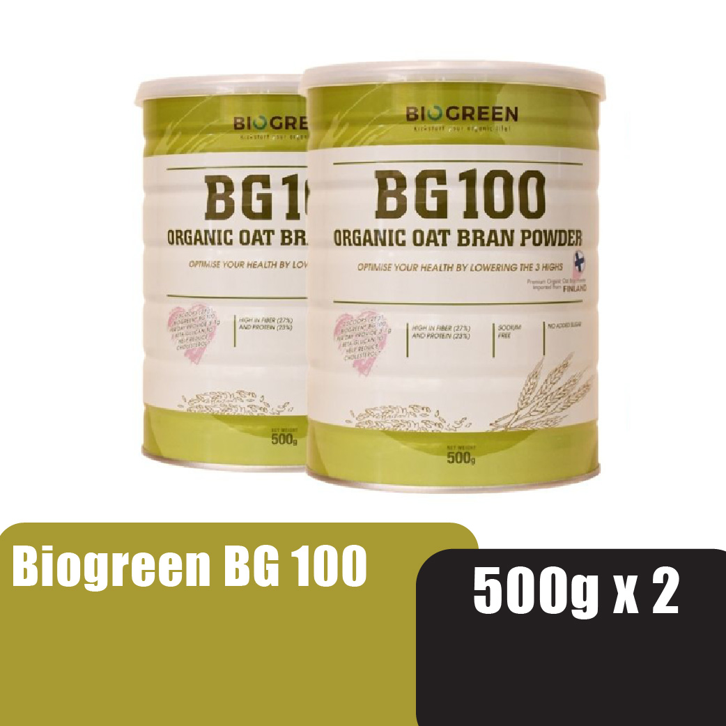 BIOGREEN BG100 Organic Oat Bran Powder 500g X 2