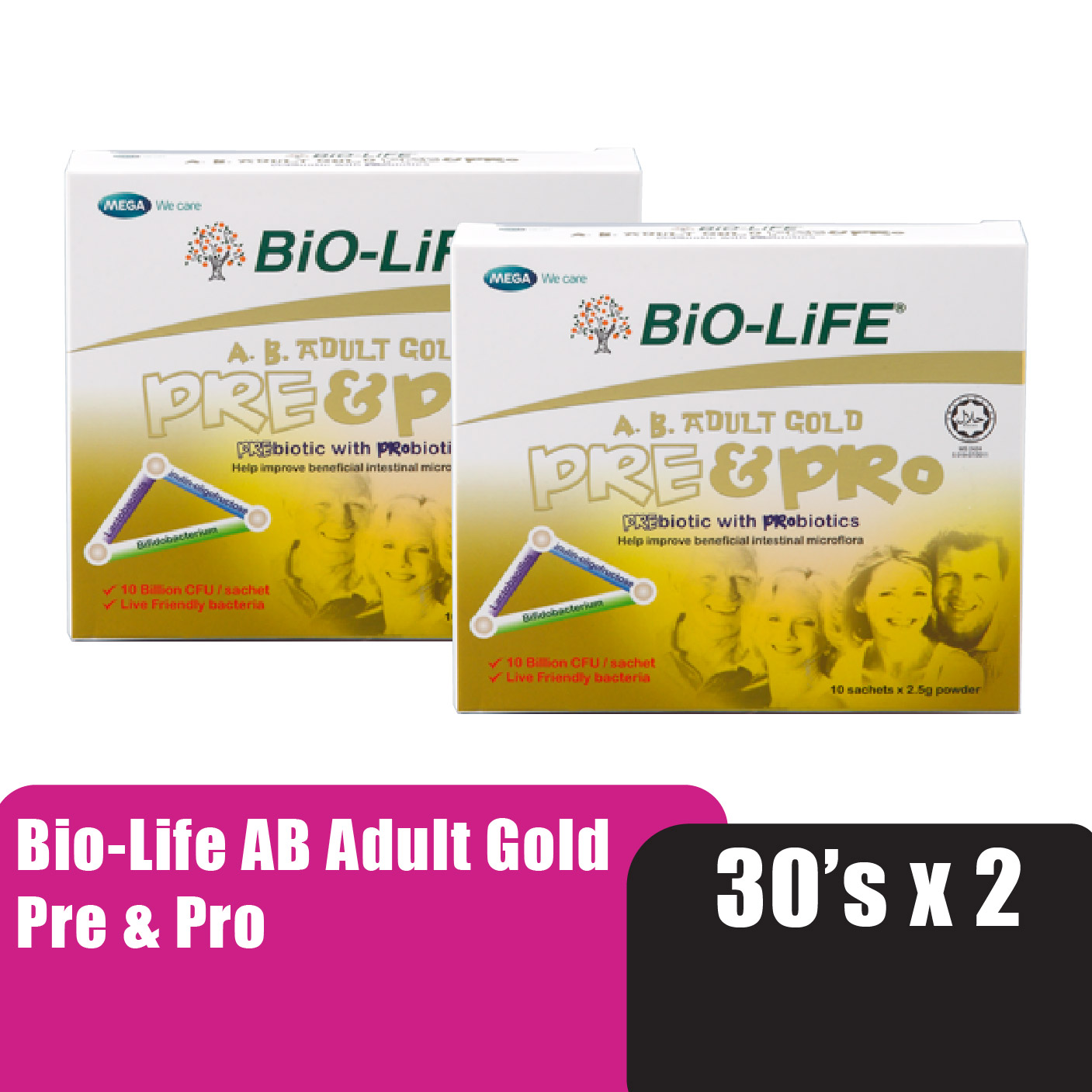 [PROBIOTICS] Bio-Life AB Adult Gold Pre & Pro 30'S x 2