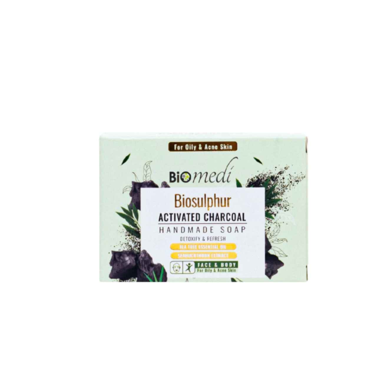 BIOMEDI Biosulphur Soap 100g with Activated Charcoal- Body & Face Clanser (for Oily & Acne Skin)