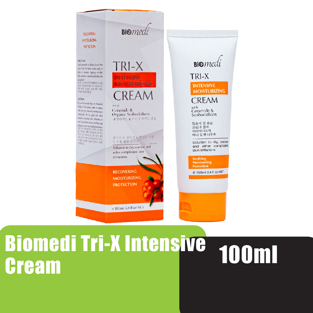 BIOMEDI Oragnic Seabuckthorn Tri-x Intensive Cream 100ml with Vitamin C (Suitable for dry skin,eczema and prevent acne)
