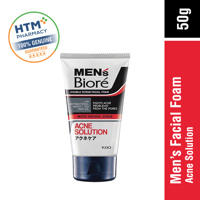 Biore Men's Double Scrub Facial Foam 50G - Acne Solution