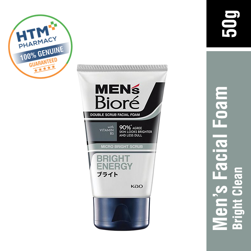 Biore Men's Double Scrub Facial Foam 50G - Bright Clean