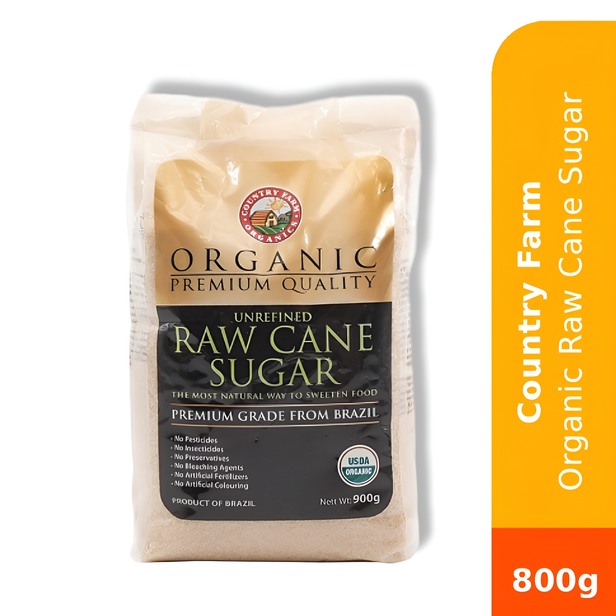 COUNTRY FARM Certified Organic Raw Cane Sugar 900g