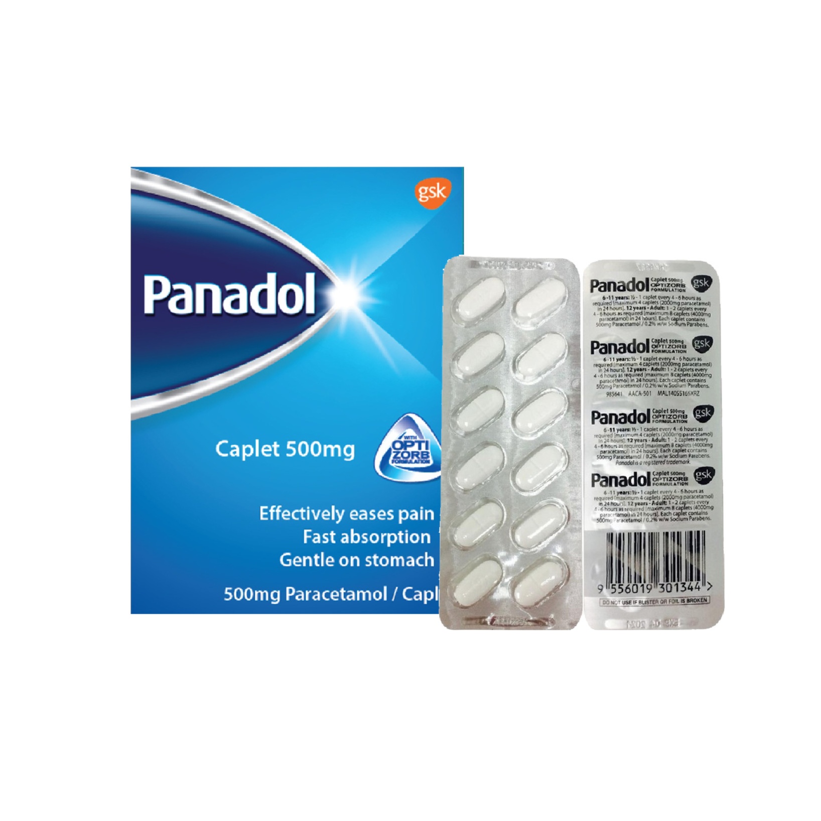 Panadol Optizorb, GSK Panadol 500mg Paracetamol for Fever & Painkiller (止痛药 / 发烧) - 12's