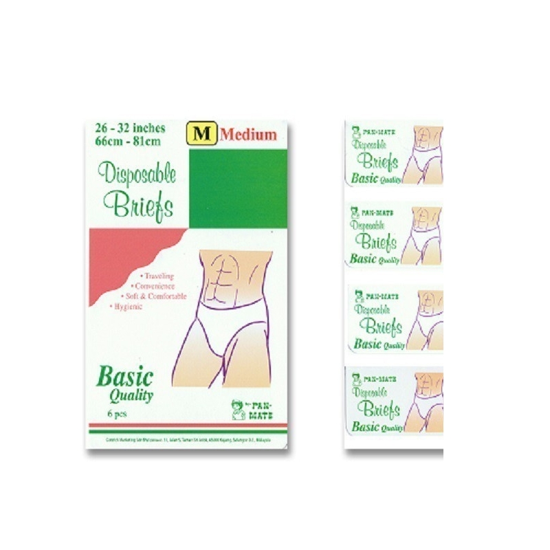 PAN-MATE BASIC DISPOSABLE MEN BRIEFS M 6'S