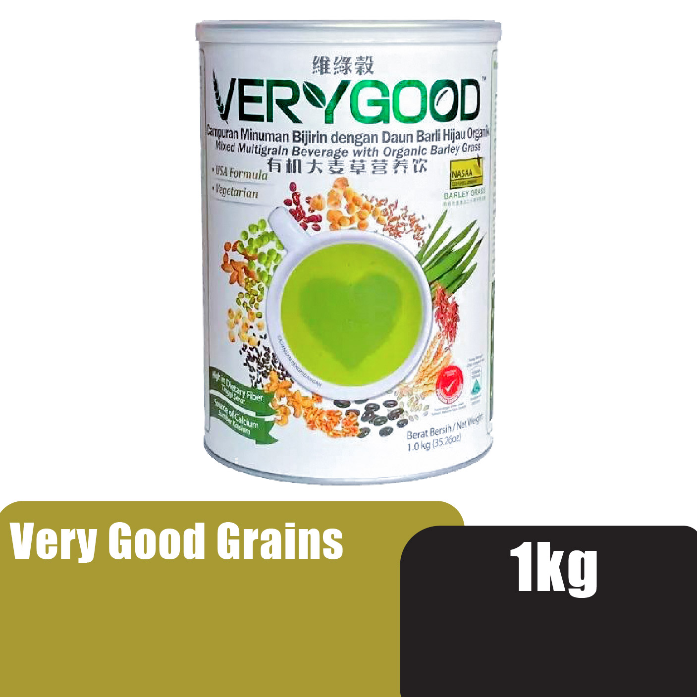 VERYGOOD Natural Grain 1kg Multigrain Drink with Organic Barley Grass, Bijirin, 谷粮, 代餐谷粮