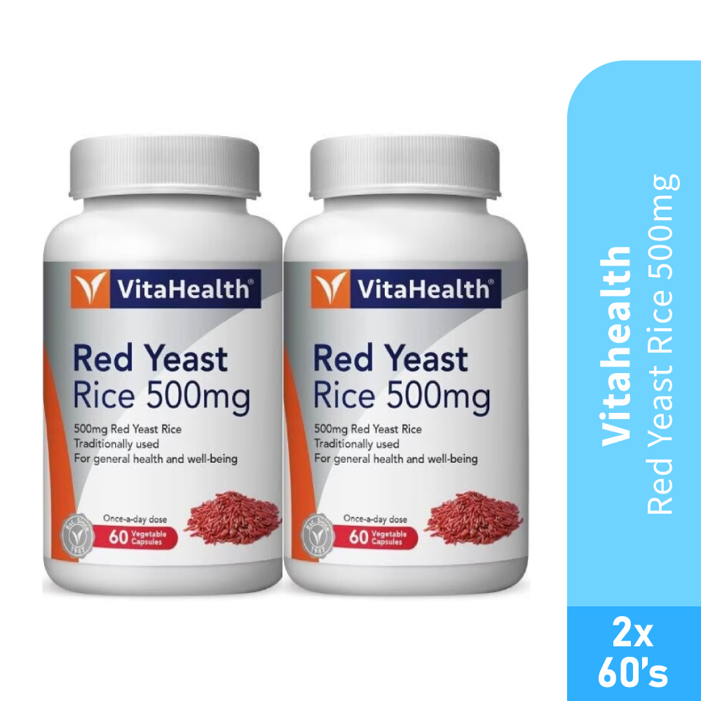 VITAHEALTH Red Yeast Rice 60's x2 - Vegetable Capsule, Red Yeast Rice, Cholesterol Supplement