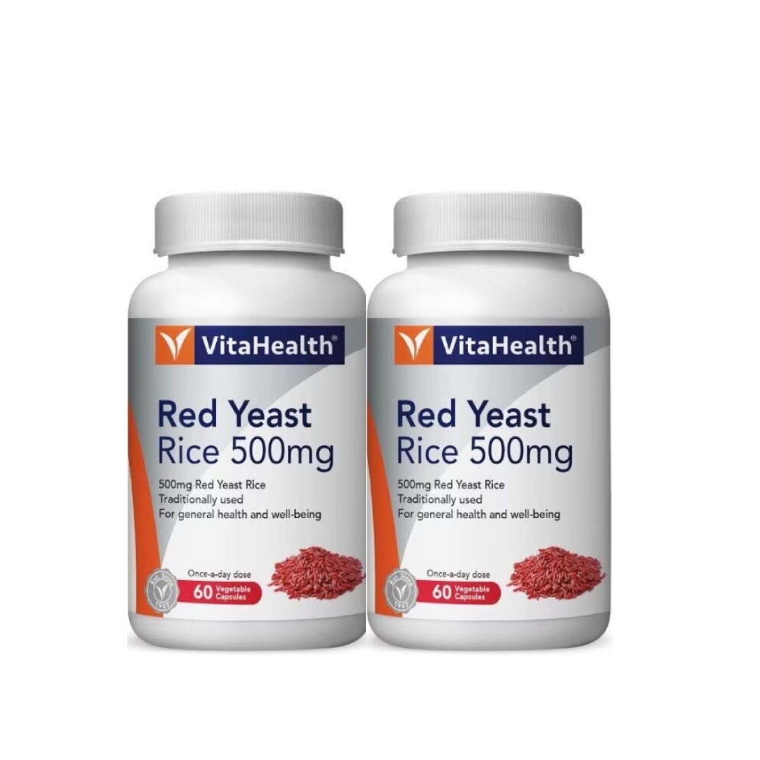 VITAHEALTH Red Yeast Rice 60's x2 - Vegetable Capsule, Red Yeast Rice, Cholesterol Supplement